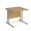 office desk 1000mm with oak desk top and silver cantilever leg frame