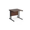 office desk 1000 x 800mm with walnut desk top and black leg frame