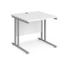 Office desk 1000mm x 800mm with white desk top and silver cantilever leg frame