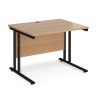 office desk 100 x 800mm beech top with black cantilever leg frame