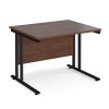 office desk 1000mm x 800mm with walnut desk top and black cantilever leg frame