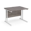 office desk with greay oak desk top and white cantilever leg frame