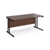 office desk 1600mm with walnut desk top and black cantilever leg frame