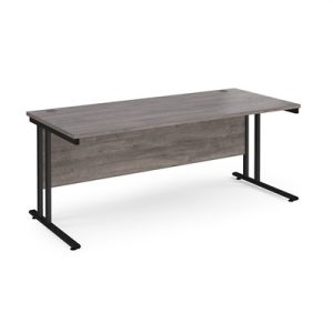 office desk 1800mm with grey oak desk top and black cantilever leg frame