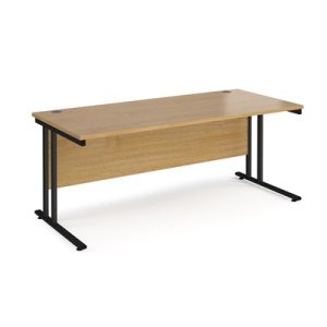 office desk 1800mm with oak desk top and black leg frame