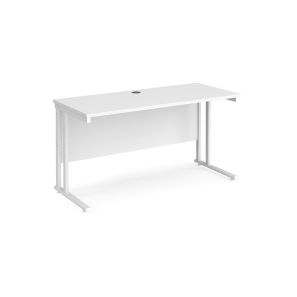 office desk 1400mm with white desk top and white cantilever frame