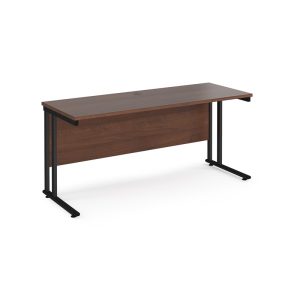 office desk 1600mm with walnut desk top and black cantilever leg frame