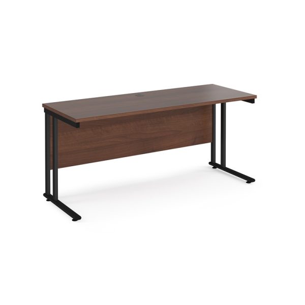 office desk 1600mm with walnut desk top and black cantilever leg frame