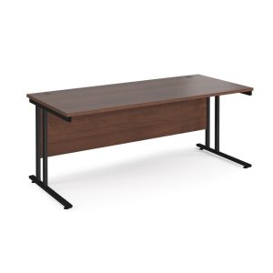 office desk walnut with cantilever frame in black