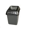 office recycling bin grey plastic with black lid and General waste label