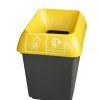 office recycling bin grey with yellow top and Mixed Textiles label