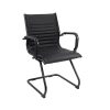 executive office visitor chair in black leather with black frame