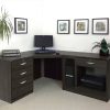 home office furniture black. Includes corner desk with filing drawer and shelf for CPU and printer