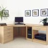 home office furniture in classic oak. Includes corner desk and drawer unit and printer and CPU shelf