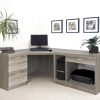 home office furniture in grey finish with corner desk, filing drawer and shelves for cpu and printer