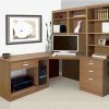 home office furniture in english oak with l shaped desk, office shelving and cpu holder