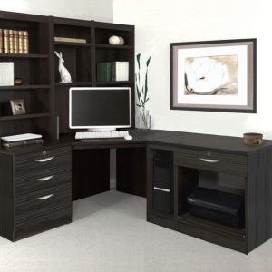 home office furniture black with l shaped desk, office shelving and cpu holder