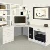 home office furniture set in white with l shaped desk , office shelving and CPU holder