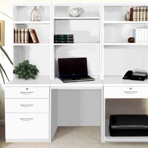 home office furniture white with desk, drawer unit with foolscap filing and hutch shelving