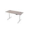 sit stand desk with grey oak desk top and white frame