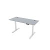 sit stand desk with grey top and white frame