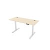 sit stand desk with maple desk top and white frame