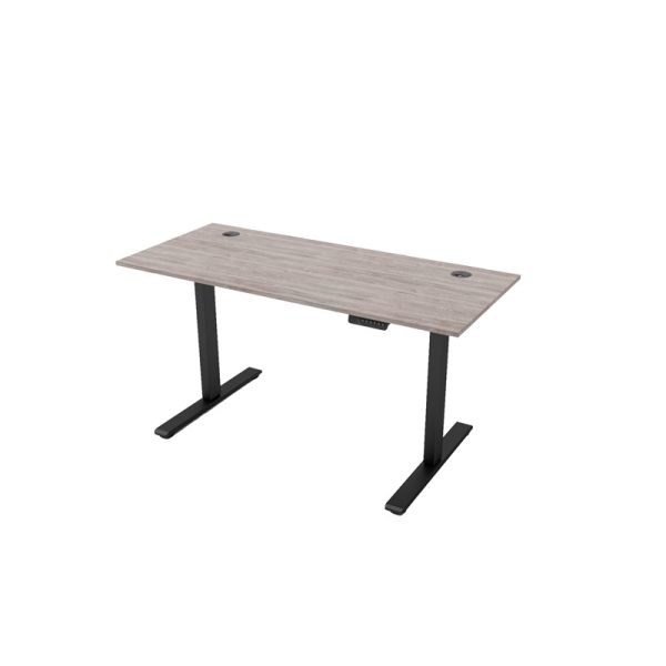 sit stand desks grey oak and black frame