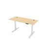 sit stand desk with beech desk top and white frame