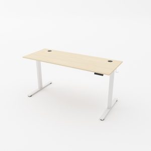 sit stand desk maple and white frame