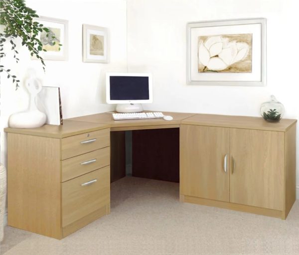 home office corner desk oak with storage