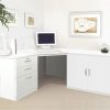 home office corner desk white with storage cupboard and pedestal drawers