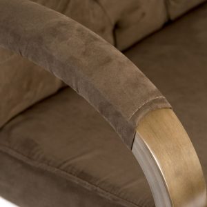 brown suede office chair arm close up