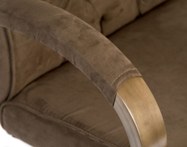 brown suede office chair arm close up