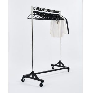 heavy duty coat rail with black anti theft hangers