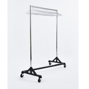 heavy duty mobile coat rail with chrome hangers