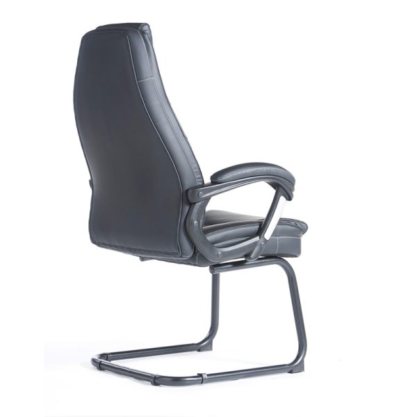 managers office visitor chair in black leather with black cantilever frame