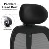 mesh back executive office chair black diagram of padded headrest.