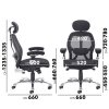 mesh back executive office chair black diagram of dimensions