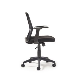 mesh back task chair black side view of chair