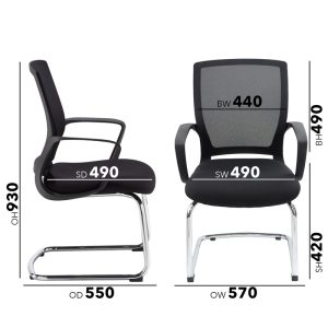 mesh back visitor chair black with chrome cantilever leg frame