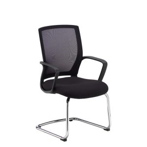 mesh back visitor chair black with chrome cantilever leg frame