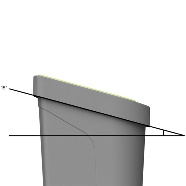 office recycling bin with angled top side view