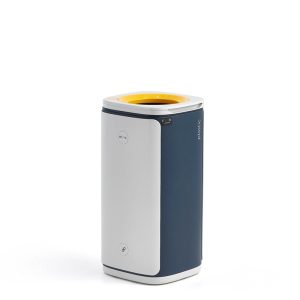 office recycling bin for plastic recycling with yellow top detail