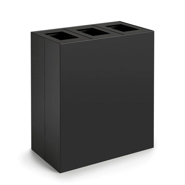 office recycling bins grey with 3 apertures for different waste separation