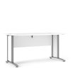 office desk with white desk top and silver legs