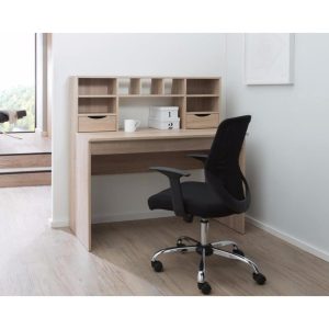 light oak home office desk in home office room set with office chair