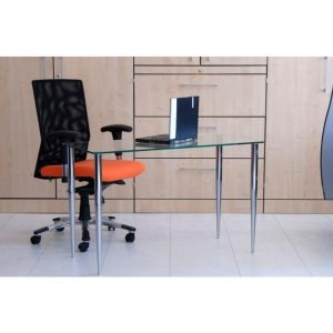 glass computer desk home office desk with chrome legs and clear glass desk top