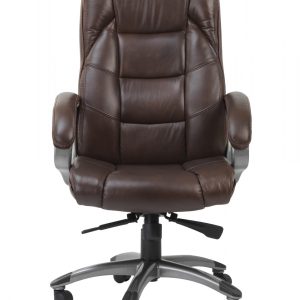 brown leather office chair front view