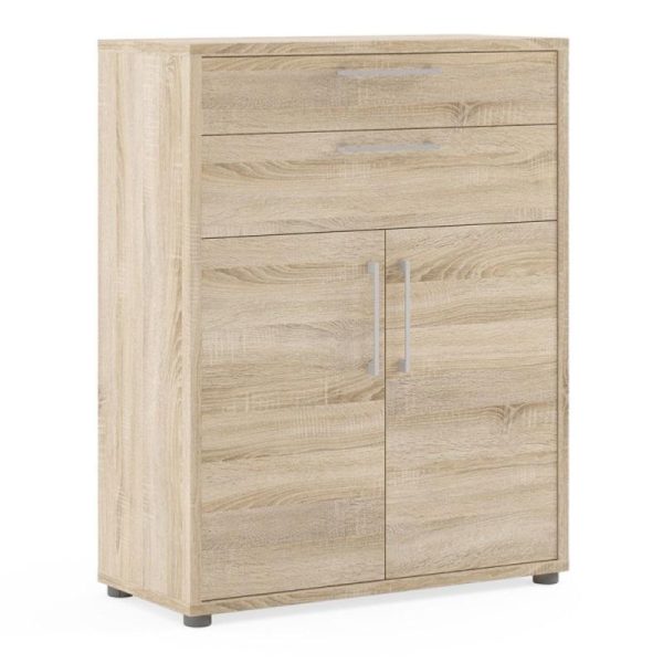 office storage unit in oak with 2 drawers and doors