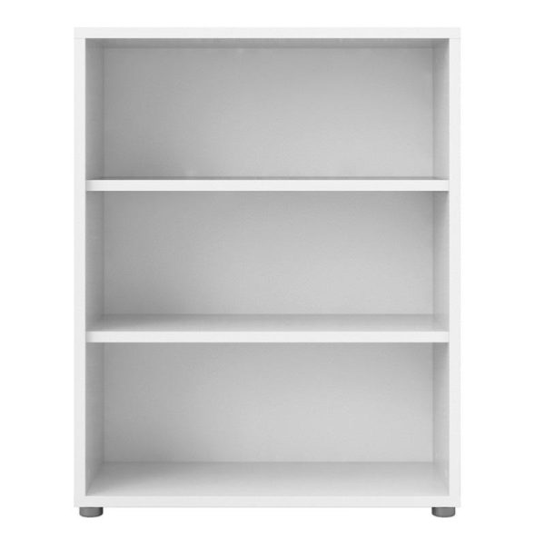 white office bookcase with 2 shelves